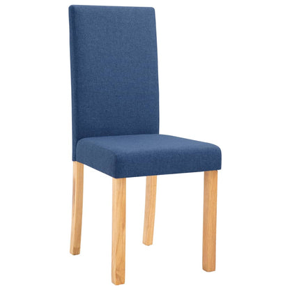 Dining Chair Set of 4 Blue Fabric and rubber wood Standard