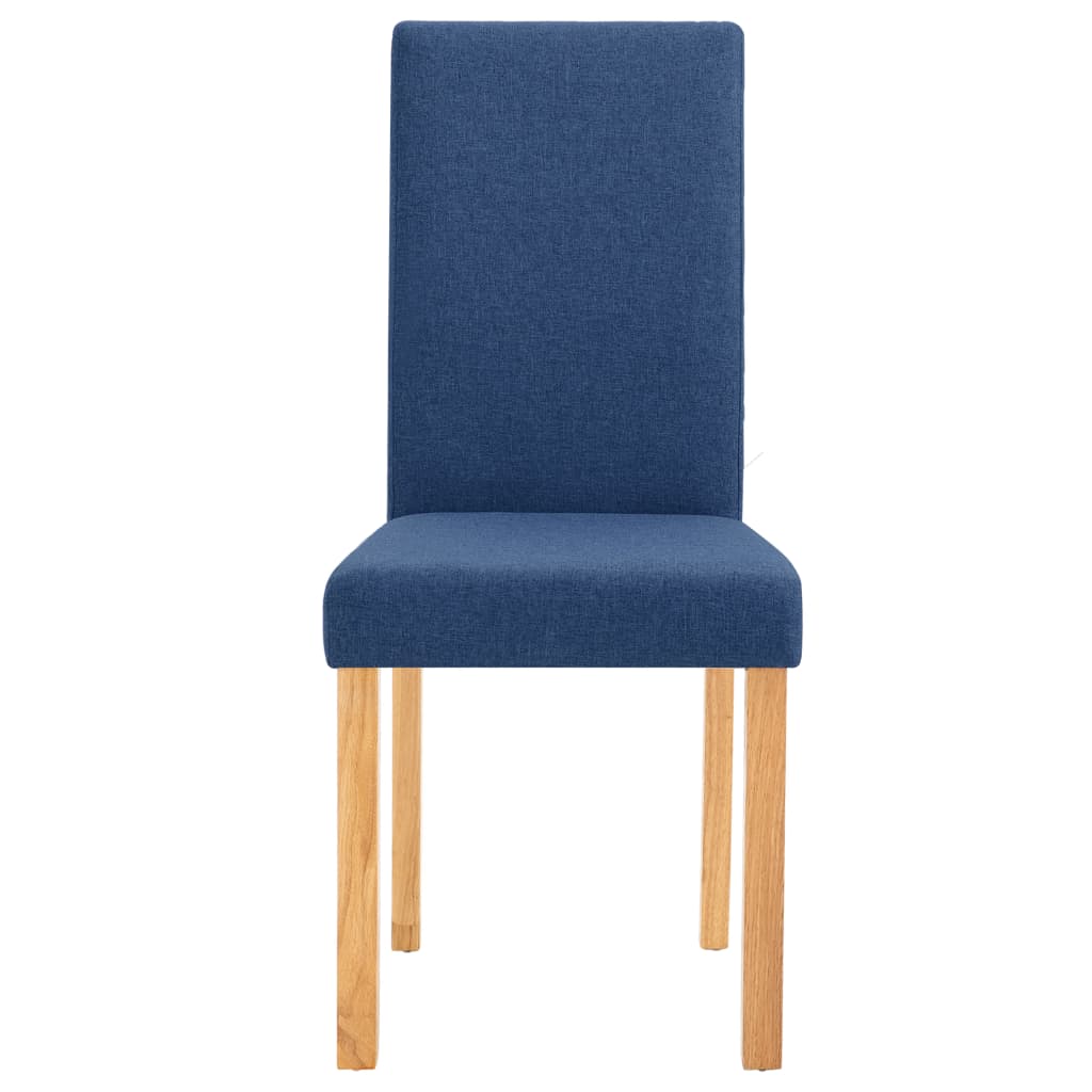 Dining Chair Set of 4 Blue Fabric and rubber wood Standard