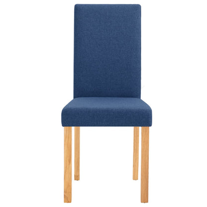 Dining Chair Set of 4 Blue Fabric and rubber wood Standard