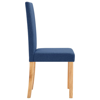 Dining Chair Set of 4 Blue Fabric and rubber wood Standard