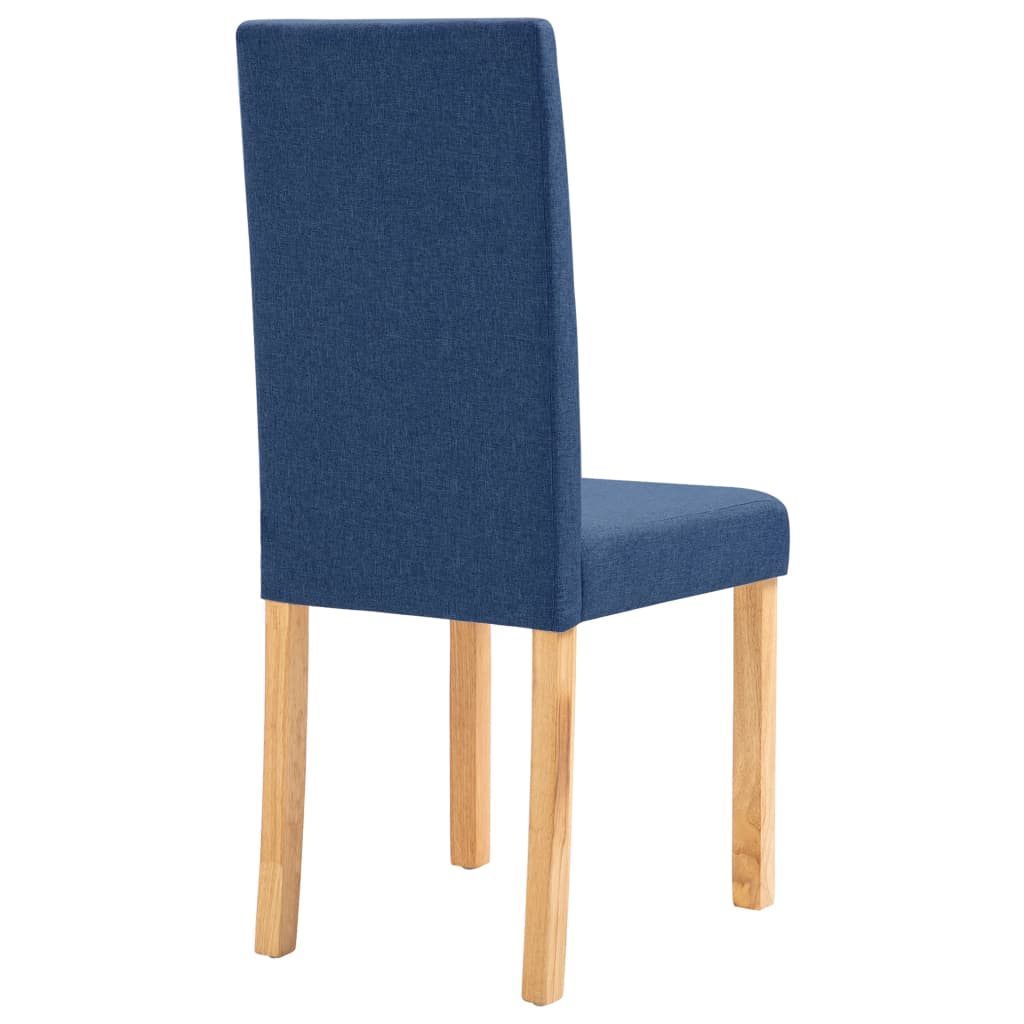 Dining Chair Set of 4 Blue Fabric and rubber wood Standard