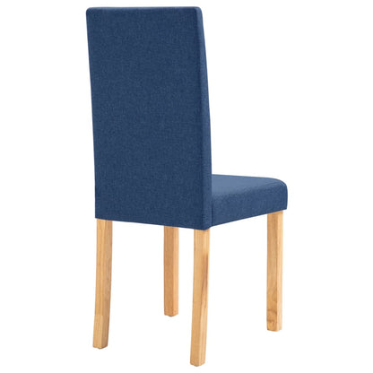 Dining Chair Set of 4 Blue Fabric and rubber wood Standard