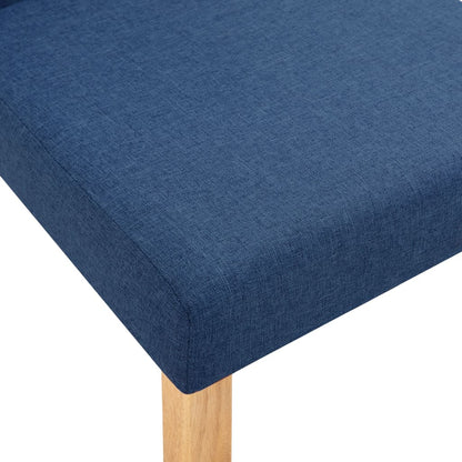 Dining Chair Set of 4 Blue Fabric and rubber wood Standard