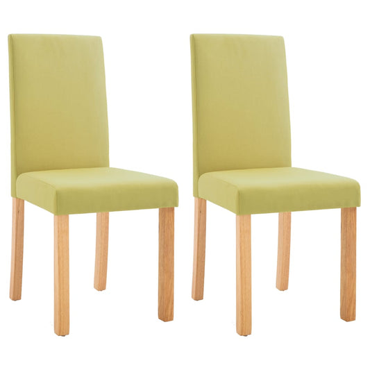 Dining Chair Set of 2 Green Fabric and rubber wood Standard