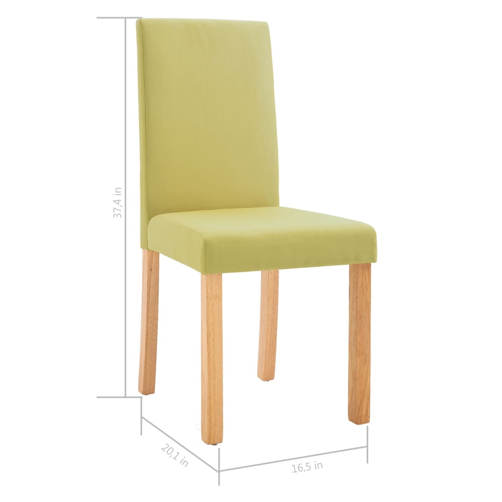 Dining Chair Set of 2 Green Fabric and rubber wood Standard