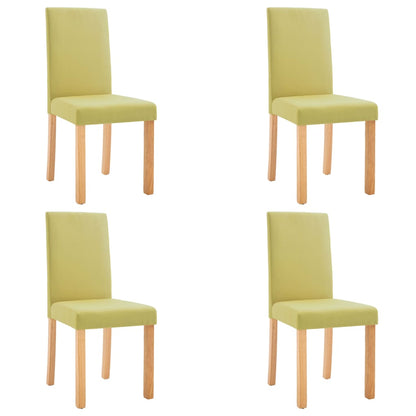 Dining Chair Set of 4 Green Fabric and Rubber wood Standard