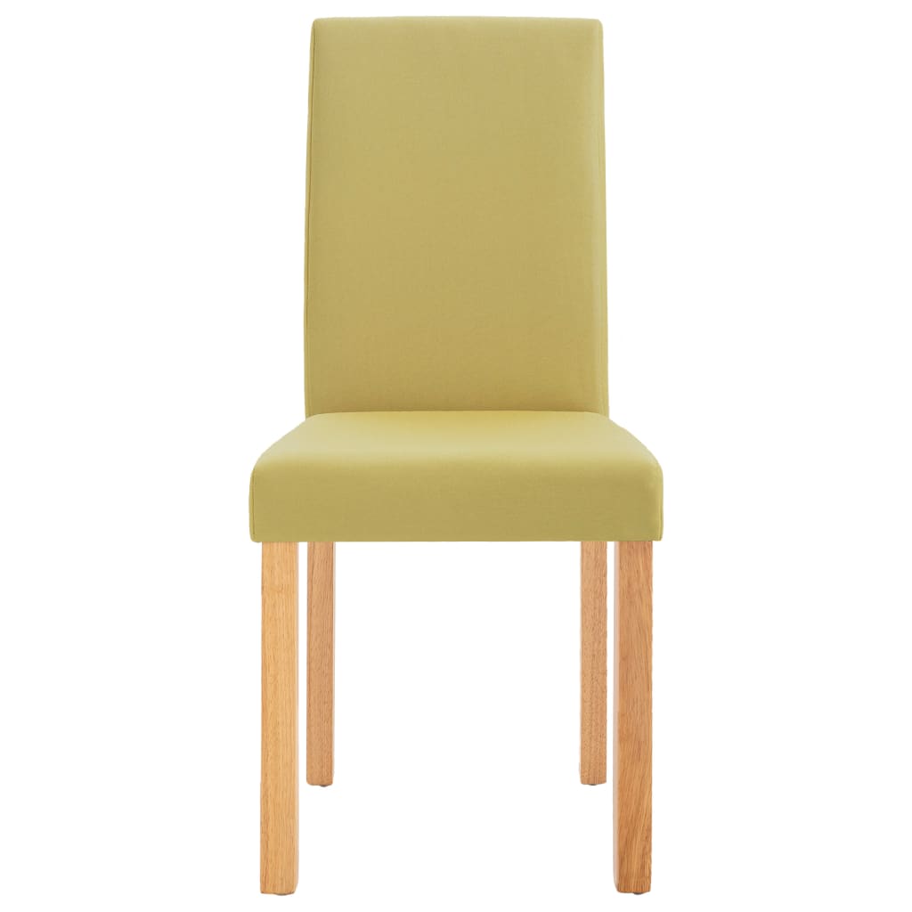 Dining Chair Set of 4 Green Fabric and Rubber wood Standard