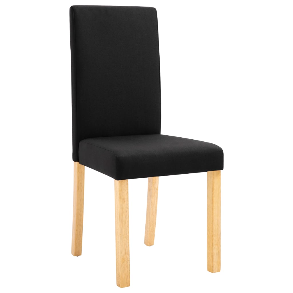 Dining Chair Set of 2 Black Fabric, Rubber Wood Standard