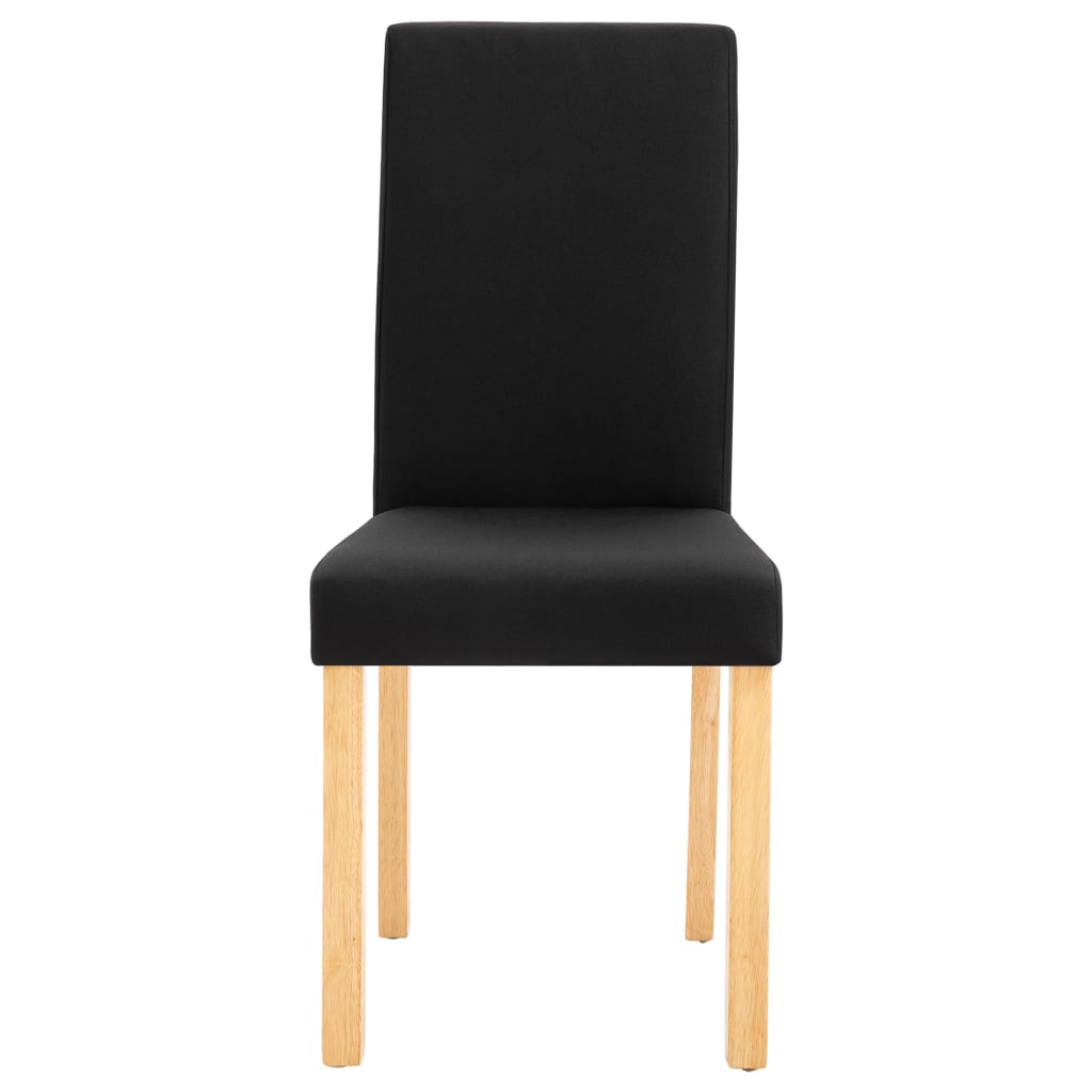 Dining Chair Set of 2 Black Fabric, Rubber Wood Standard