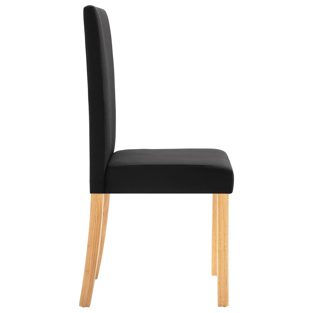 Dining Chair Set of 2 Black Fabric, Rubber Wood Standard