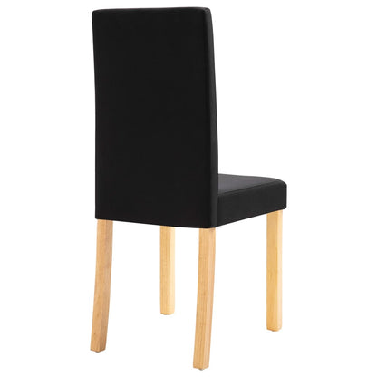 Dining Chair Set of 2 Black Fabric, Rubber Wood Standard