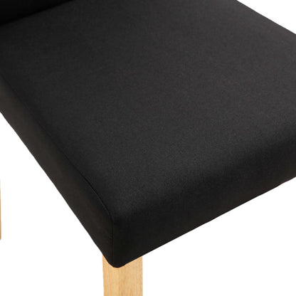 Dining Chair Set of 2 Black Fabric, Rubber Wood Standard