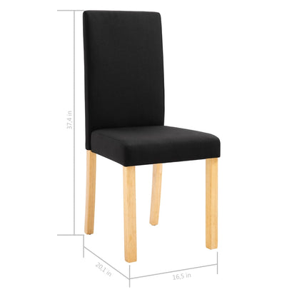 Dining Chair Set of 2 Black Fabric, Rubber Wood Standard