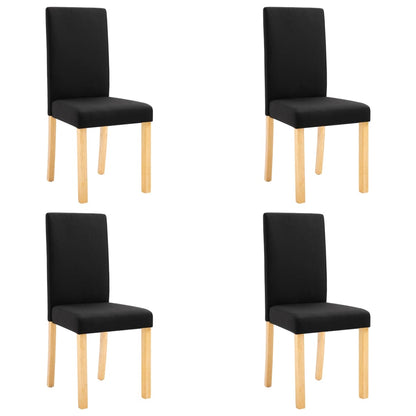 Dining Chair Set of 4 Black Fabric and Rubber Wood Standard