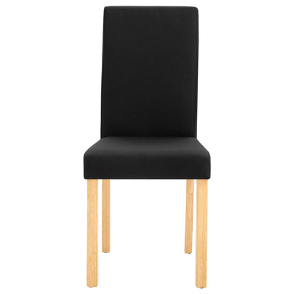 Dining Chair Set of 4 Black Fabric and Rubber Wood Standard