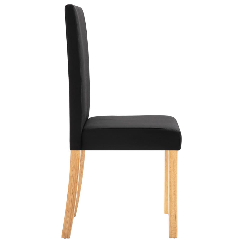 Dining Chair Set of 4 Black Fabric and Rubber Wood Standard