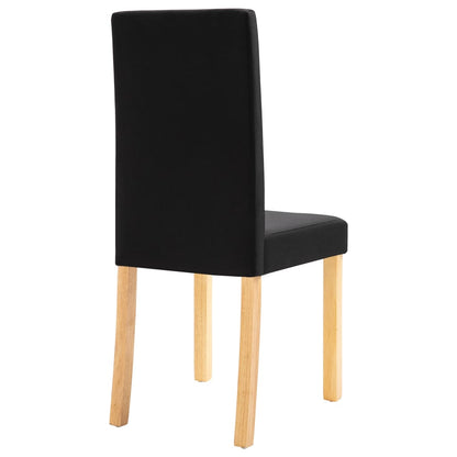 Dining Chair Set of 4 Black Fabric and Rubber Wood Standard