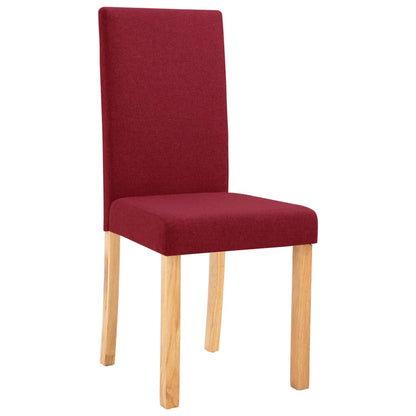 Dining Chair Set of 2 Wine Red Fabric and Rubber Wood Standard