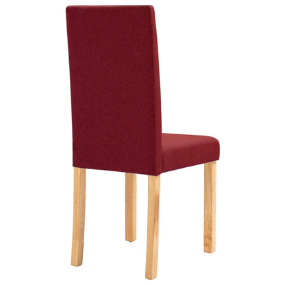 Dining Chair Set of 2 Wine Red Fabric and Rubber Wood Standard