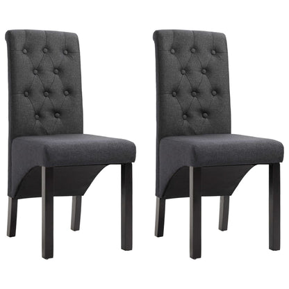 Dining Chair Set of 2 Dark Gray Fabric and Rubberwood Standard