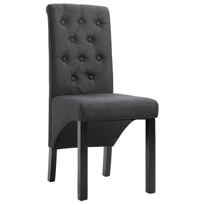 Dining Chair Set of 2 Dark Gray Fabric and Rubberwood Standard