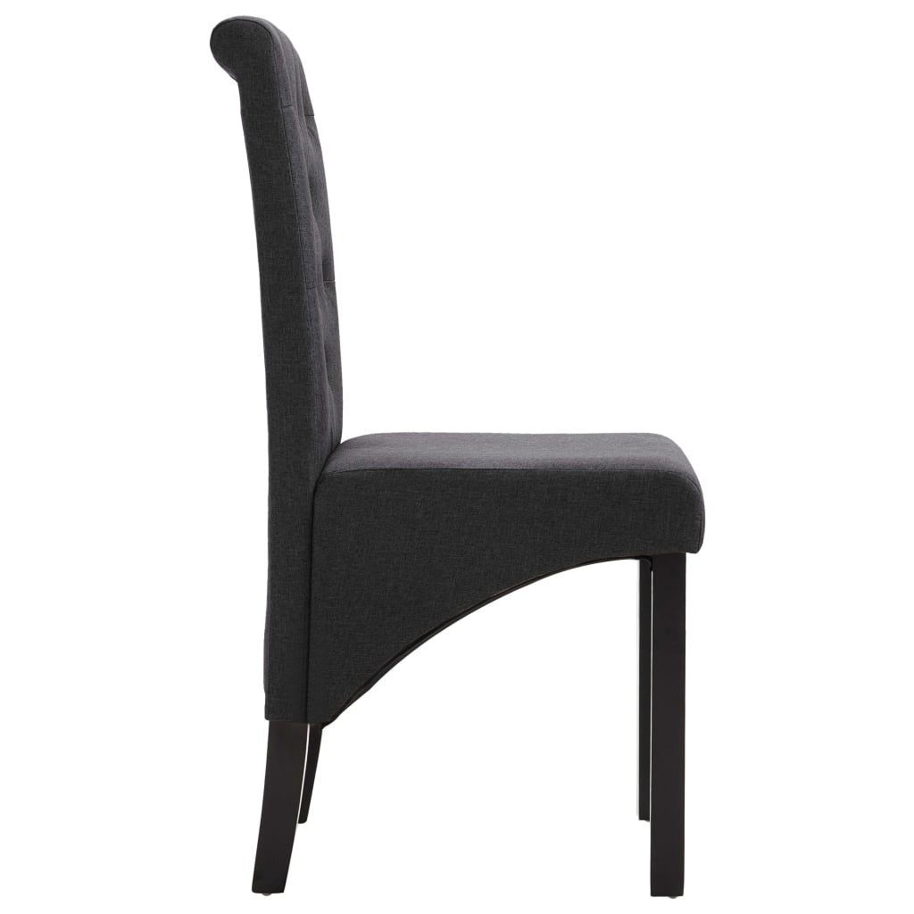 Dining Chair Set of 2 Dark Gray Fabric and Rubberwood Standard