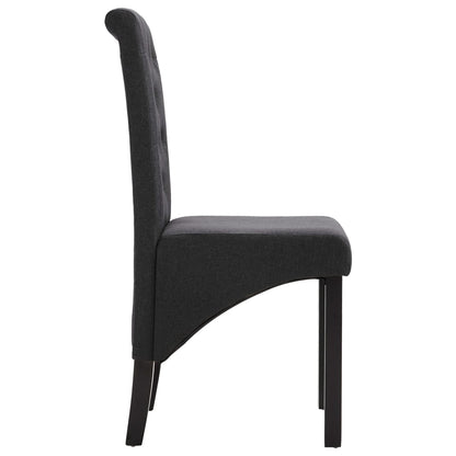 Dining Chair Set of 2 Dark Gray Fabric and Rubberwood Standard