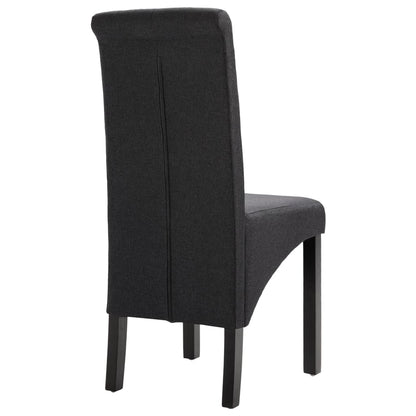 Dining Chair Set of 2 Dark Gray Fabric and Rubberwood Standard