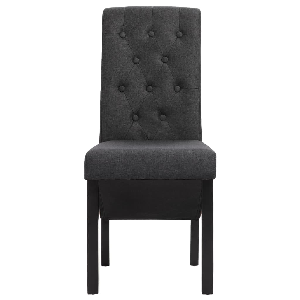 Dining Chair Set of 2 Dark Gray Fabric and Rubberwood Standard