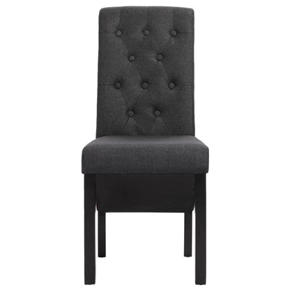 Dining Chair Set of 2 Dark Gray Fabric and Rubberwood Standard