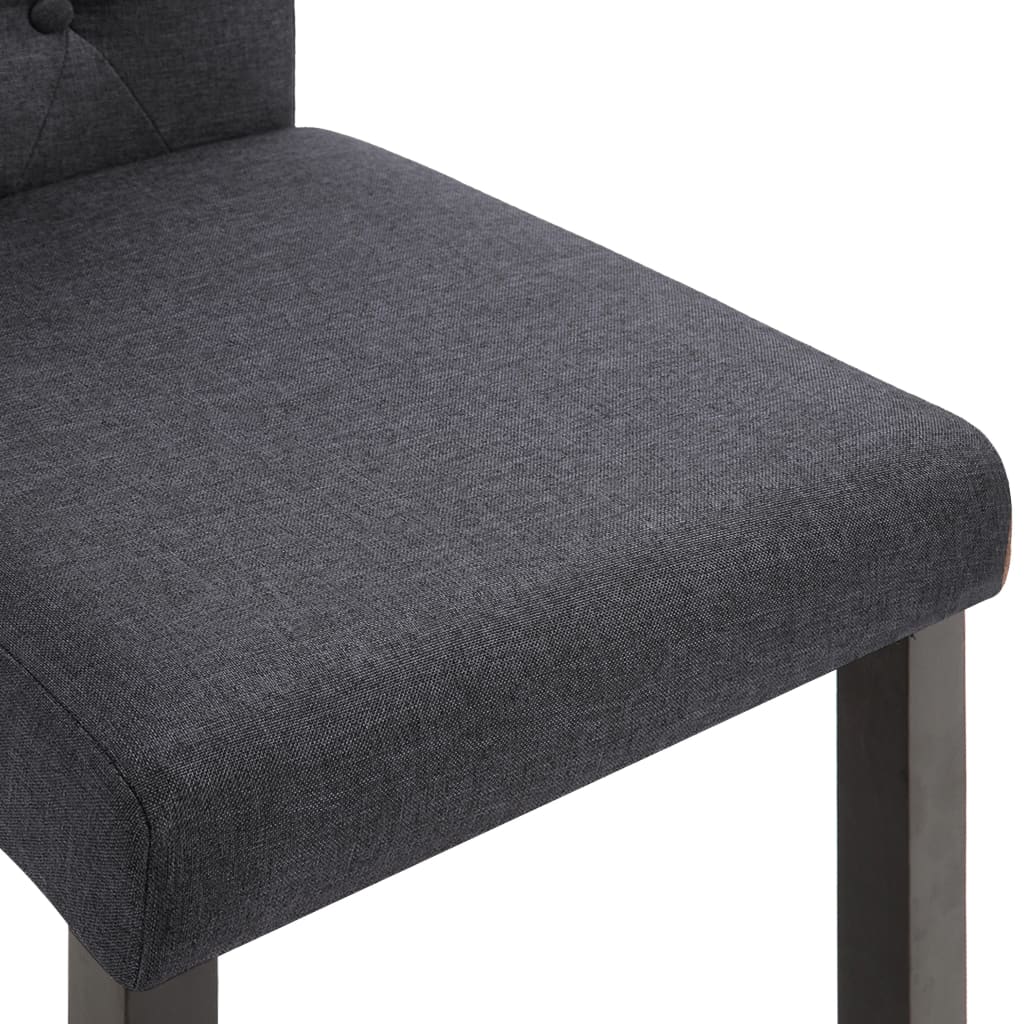 Dining Chair Set of 2 Dark Gray Fabric and Rubberwood Standard