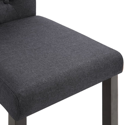 Dining Chair Set of 2 Dark Gray Fabric and Rubberwood Standard