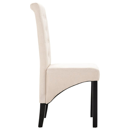 Dining Chair Set of 2 Cream Fabric and rubber wood Standard