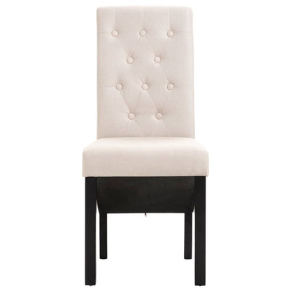 Dining Chair Set of 2 Cream Fabric and rubber wood Standard