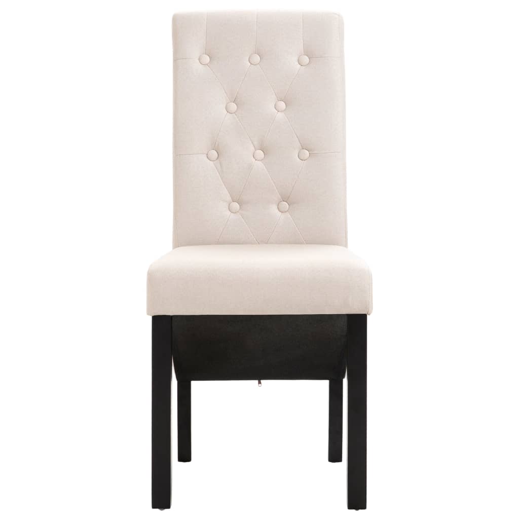 Dining Chair Set of 2 Cream Fabric and rubber wood Standard