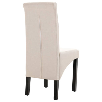 Dining Chair Set of 2 Cream Fabric and rubber wood Standard