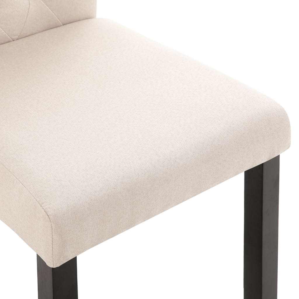 Dining Chair Set of 2 Cream Fabric and rubber wood Standard