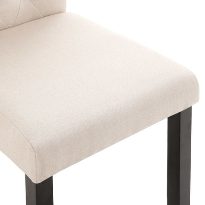 Dining Chair Set of 2 Cream Fabric and rubber wood Standard
