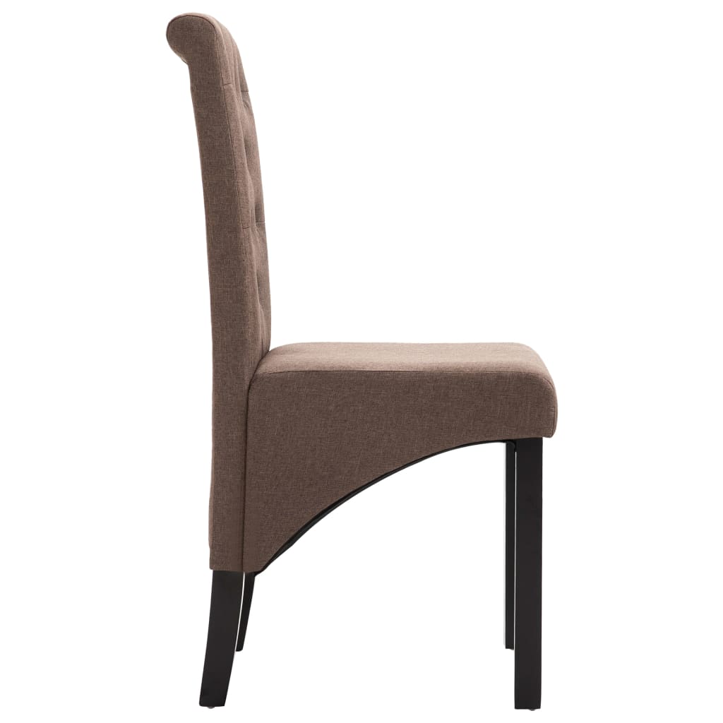 Dining Chair Set of 2 Brown Fabric Standard Ergonomic