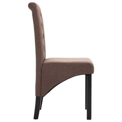 Dining Chair Set of 2 Brown Fabric Standard Ergonomic