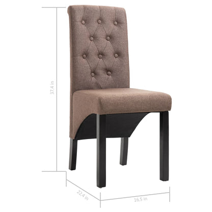 Dining Chair Set of 2 Brown Fabric Standard Ergonomic