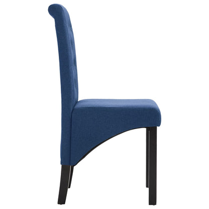 Dining Chair Set of 2 Blue Fabric, Rubber wood Standard