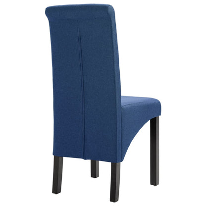 Dining Chair Set of 2 Blue Fabric, Rubber wood Standard