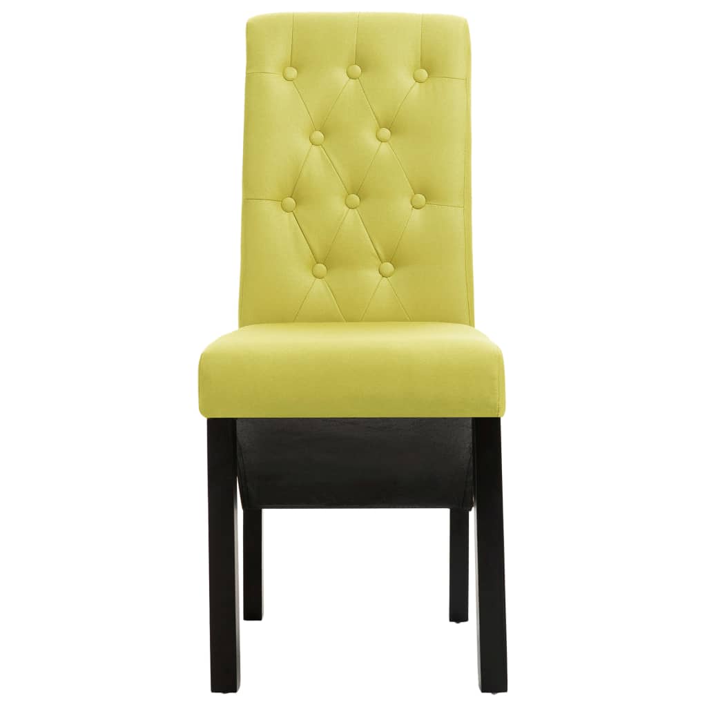 Dining Chair Set of 2 Green Fabric, Rubber wood Standard