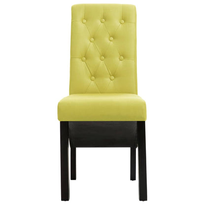 Dining Chair Set of 2 Green Fabric, Rubber wood Standard