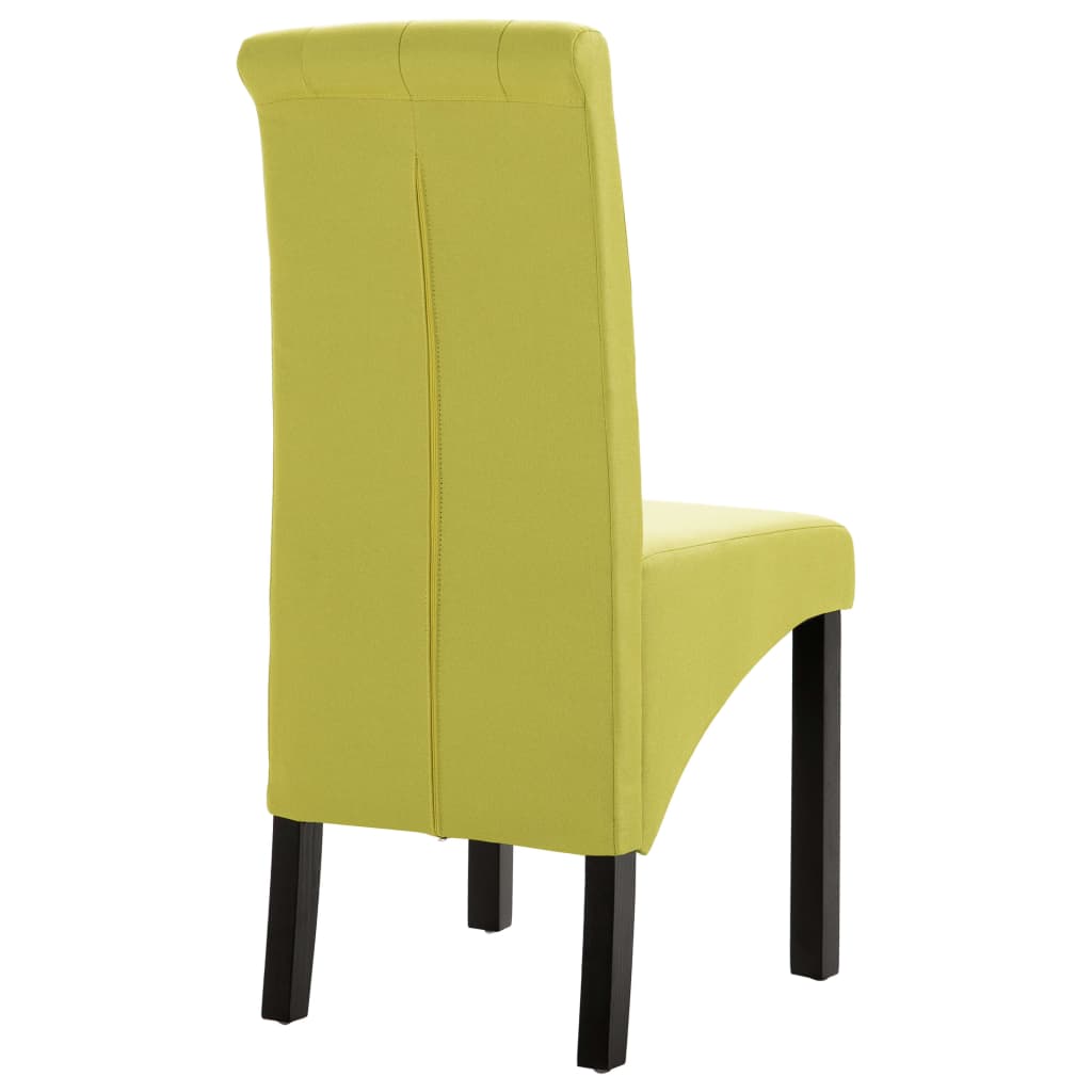 Dining Chair Set of 2 Green Fabric, Rubber wood Standard