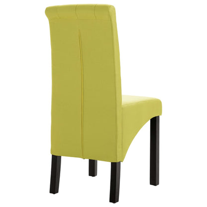 Dining Chair Set of 2 Green Fabric, Rubber wood Standard