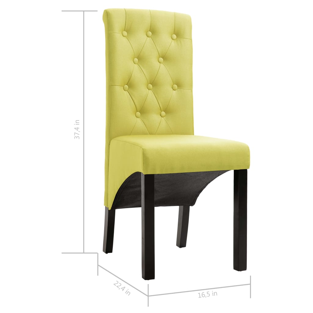 Dining Chair Set of 2 Green Fabric, Rubber wood Standard
