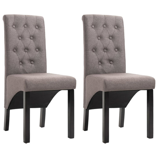 Dining Chair Set of 2 Taupe Fabric, Rubber wood Standard