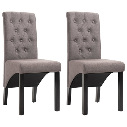 Dining Chair Set of 2 Taupe Fabric, Rubber wood Standard